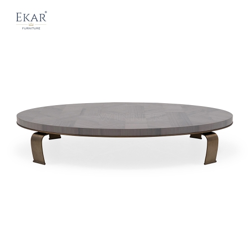 EKAR FURNITURE's Modern Wood Inlay Coffee Table with Steel Base and Modular Design