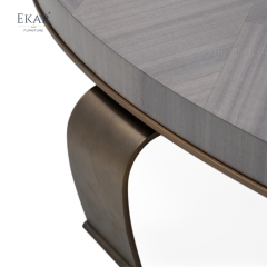 EKAR FURNITURE's Modern Wood Inlay Coffee Table with Steel Base and Modular Design