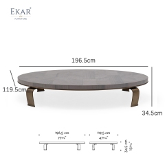 EKAR FURNITURE's Modern Wood Inlay Coffee Table with Steel Base and Modular Design