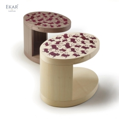 EKAR Artistic Side Table with Cat Inlay​