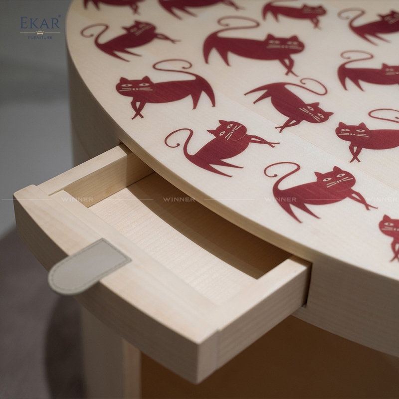EKAR Artistic Side Table with Cat Inlay​