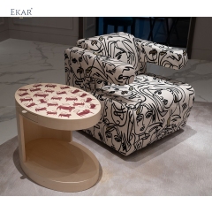 EKAR Artistic Side Table with Cat Inlay​