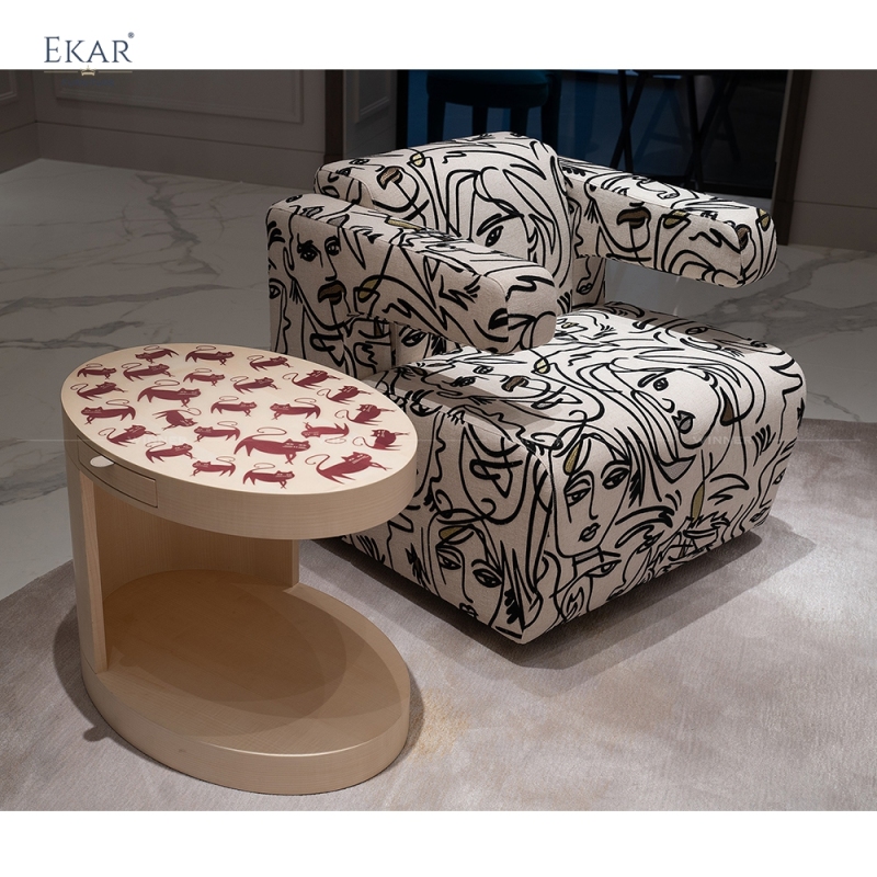 EKAR Artistic Side Table with Cat Inlay​