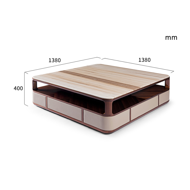 Contemporary marble square living room coffee table