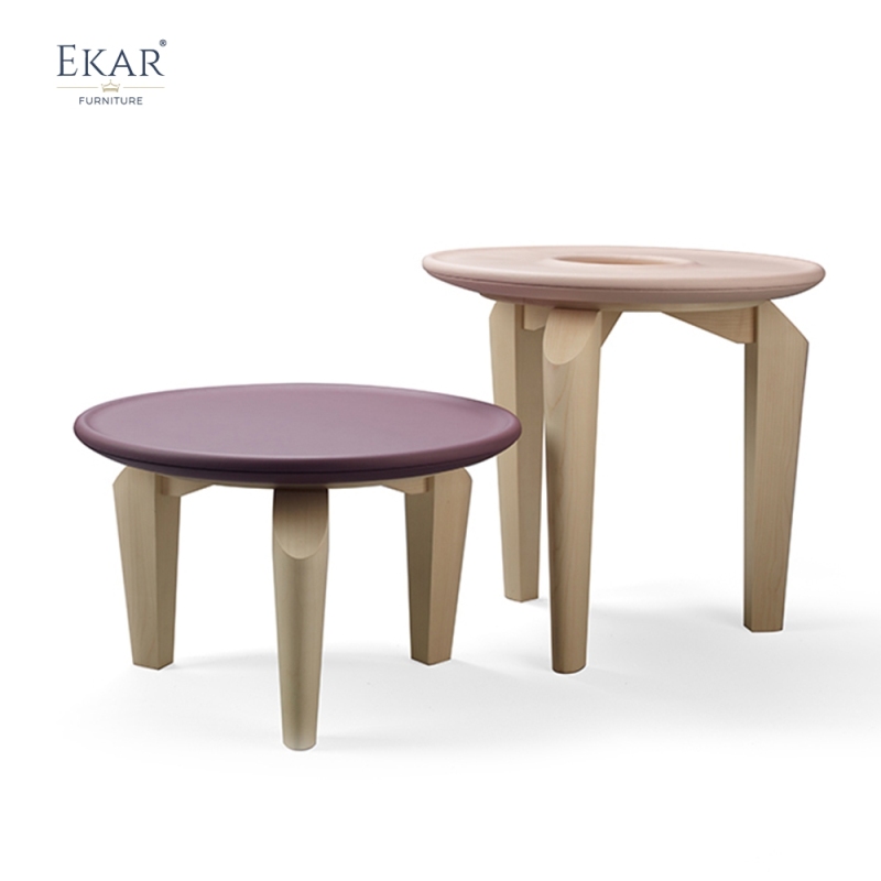 EKAR Solid wood round table side table, hollow table design