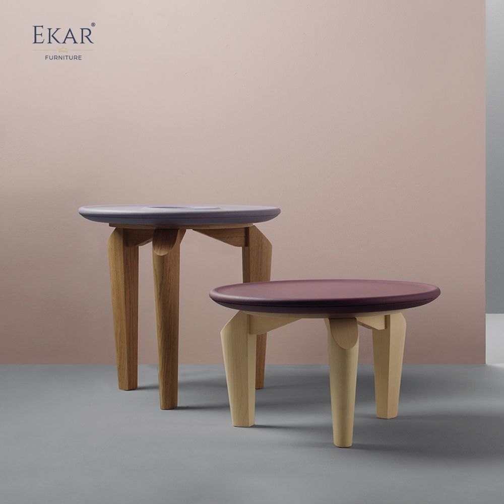 EKAR Solid wood round table side table, hollow table design