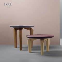 EKAR Solid wood round table side table, hollow table design