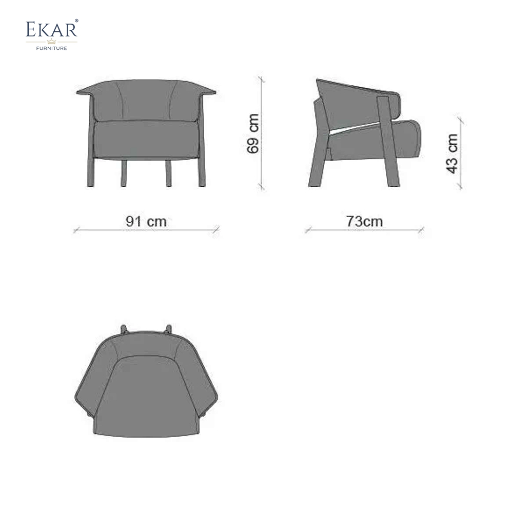 EKAR Wingback-Inspired Solid Wood Lounge Chair