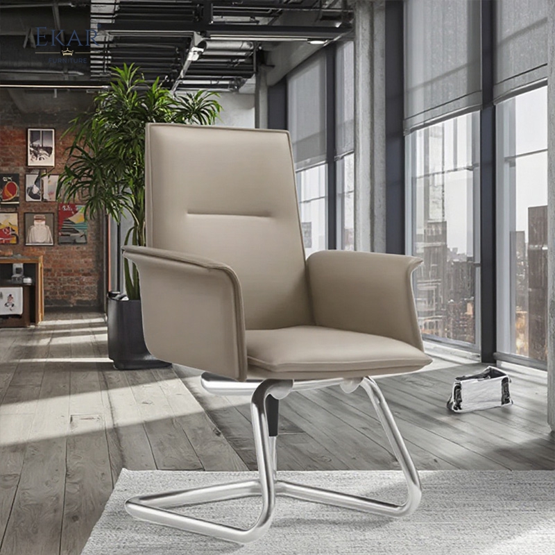 Modern Leather & Steel Office Chair with Ergonomic Adjustments