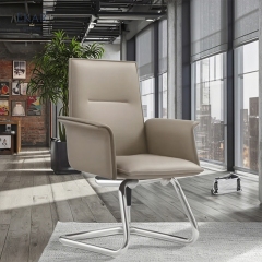 Modern Leather & Steel Office Chair with Ergonomic Adjustments
