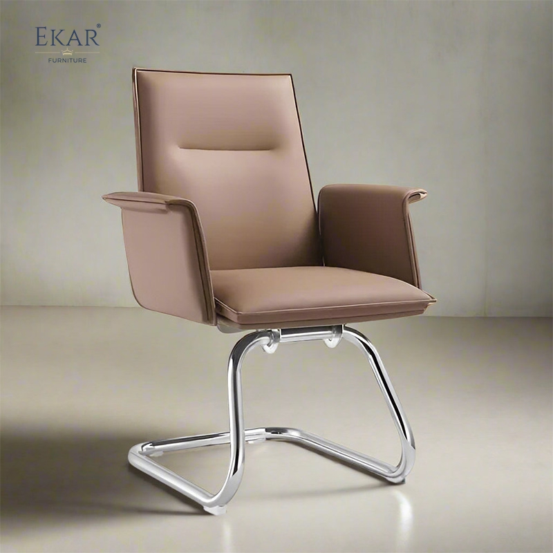 Modern Leather & Steel Office Chair with Ergonomic Adjustments