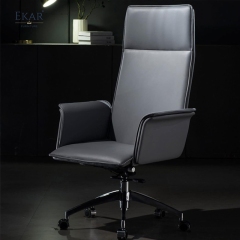 Modern Semi-Leather Office Chair with Steel Base and Smooth-roll Casters