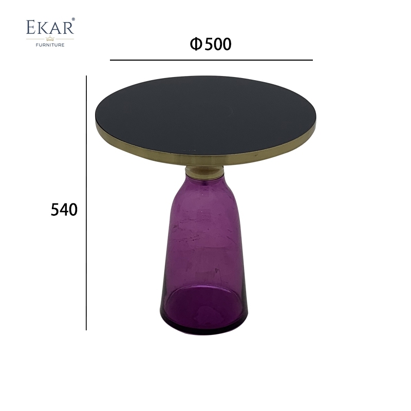 Modern Brass-Top Accent Table with Glass Base