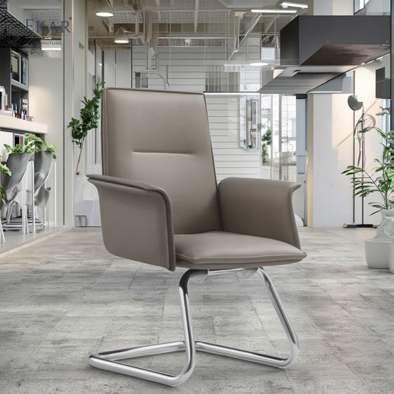 Modern Leather & Steel Office Chair with Ergonomic Adjustments