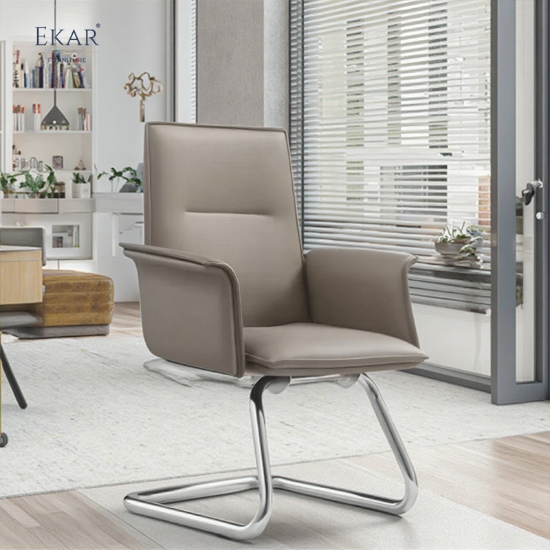 Modern Leather & Steel Office Chair with Ergonomic Adjustments