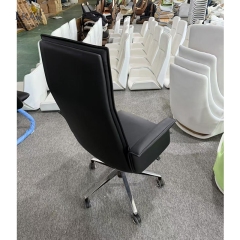 Modern Semi-Leather Office Chair with Steel Base and Smooth-roll Casters