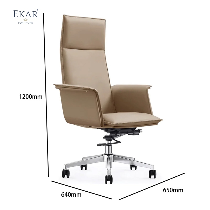 Modern Semi-Leather Office Chair with Steel Base and Smooth-roll Casters