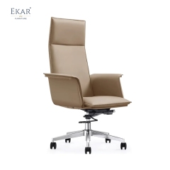 Modern Semi-Leather Office Chair with Steel Base and Smooth-roll Casters