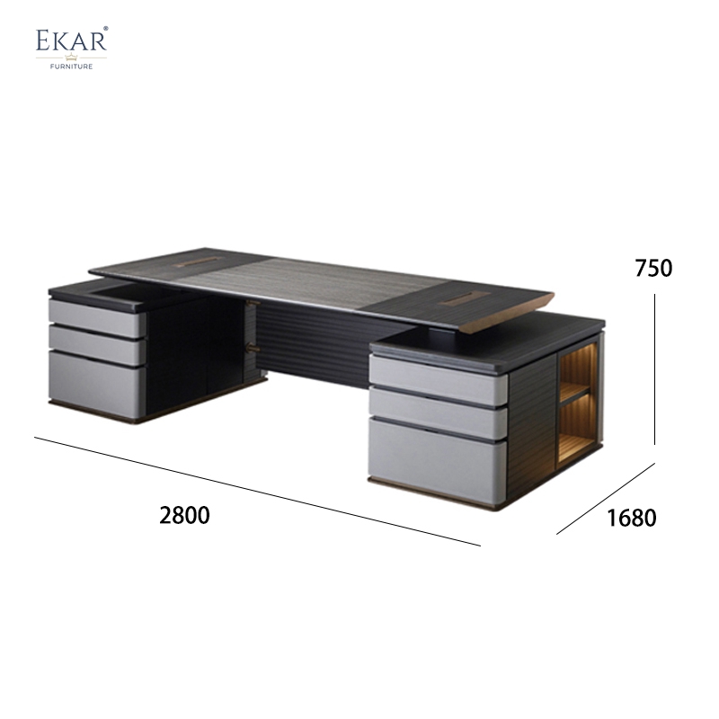 New Design Leather & Wood Executive Desk with Metal Base