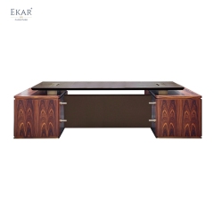 New Design Leather & Wood Executive Desk with Metal Base