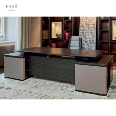 New Design Leather & Wood Executive Desk with Metal Base