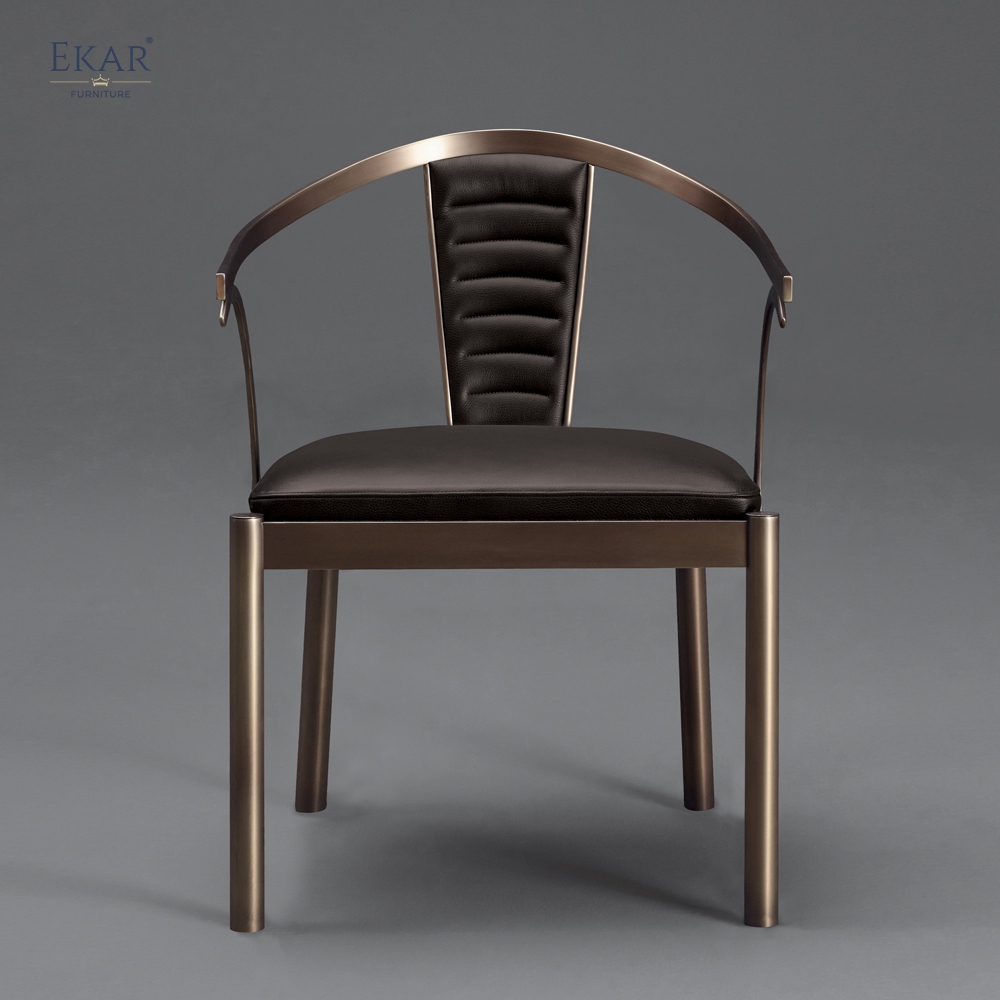 Modern Leather Dining Chair with Steel Frame