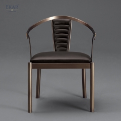 Modern Leather Dining Chair with Steel Frame