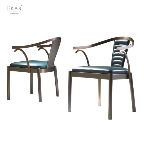 Modern Leather Dining Chair with Steel Frame