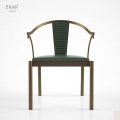 Modern Leather Dining Chair with Steel Frame