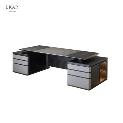 New Design Leather &amp; Wood Executive Desk with Metal Base