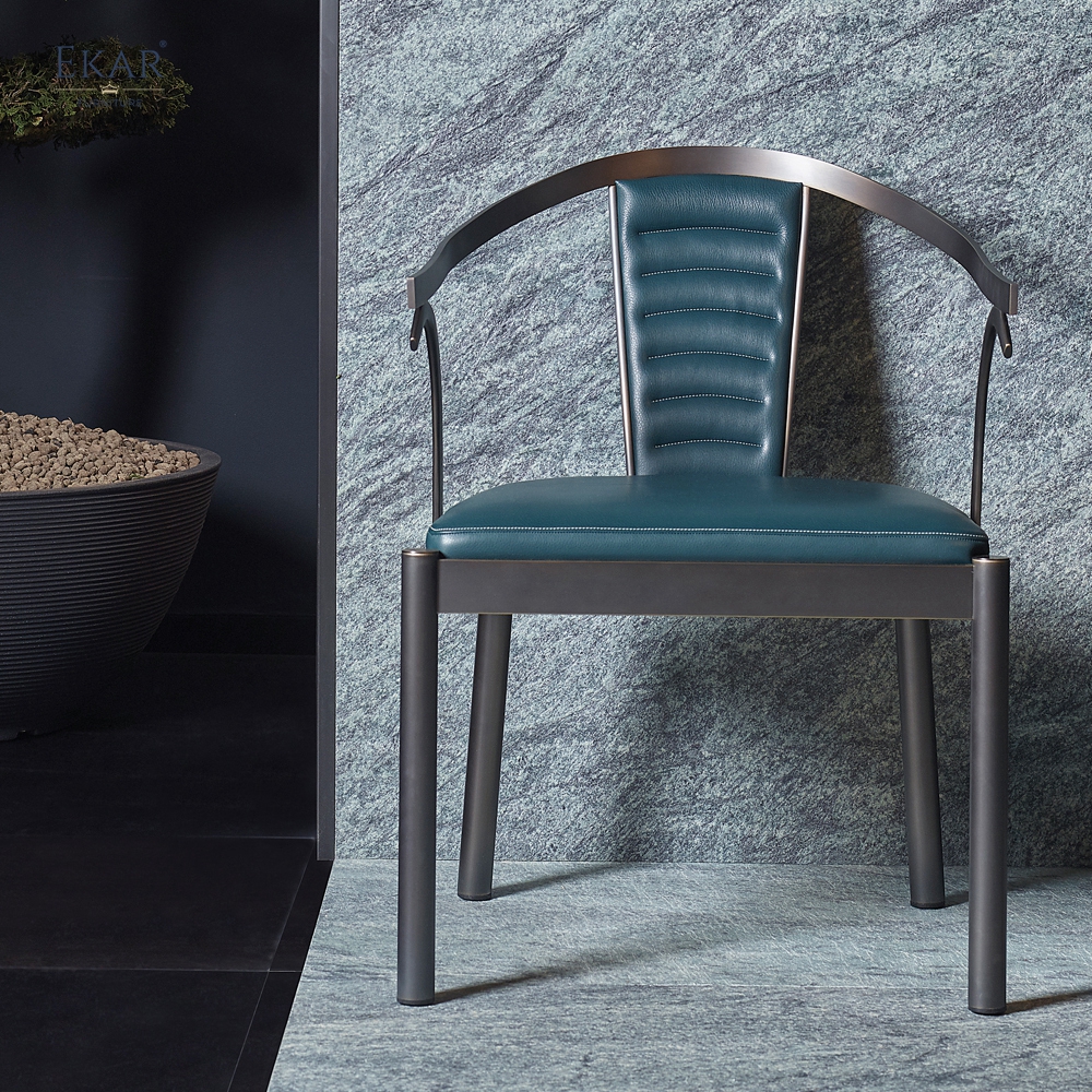 Modern Leather Dining Chair with Steel Frame