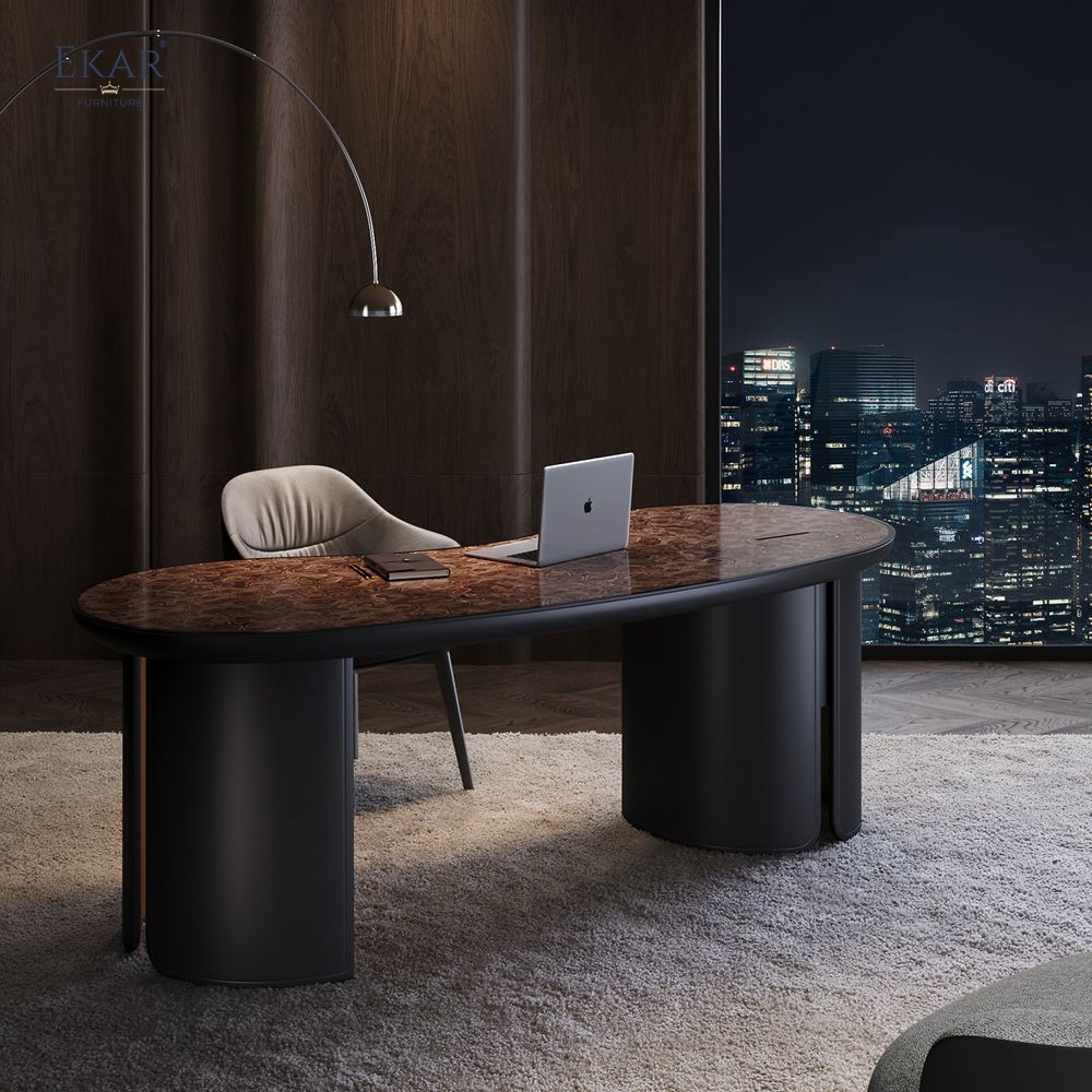 New Design Executive Desk in Leather & Wood