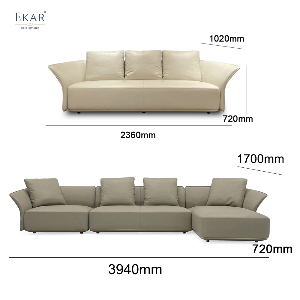 Comfortable modern minimalist design leather sofa