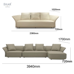 Comfortable modern minimalist design leather sofa
