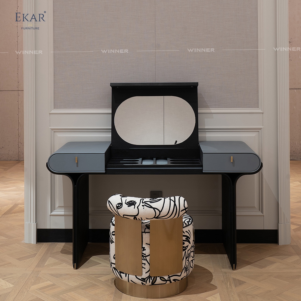 Modern Luxury Vanity Desk New Design with Brass Accents Modern Makeup Vanity Table with Mirror Dressing Table