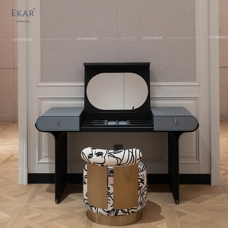 Modern Luxury Vanity Desk New Design with Brass Accents Modern Makeup Vanity Table with Mirror Dressing Table