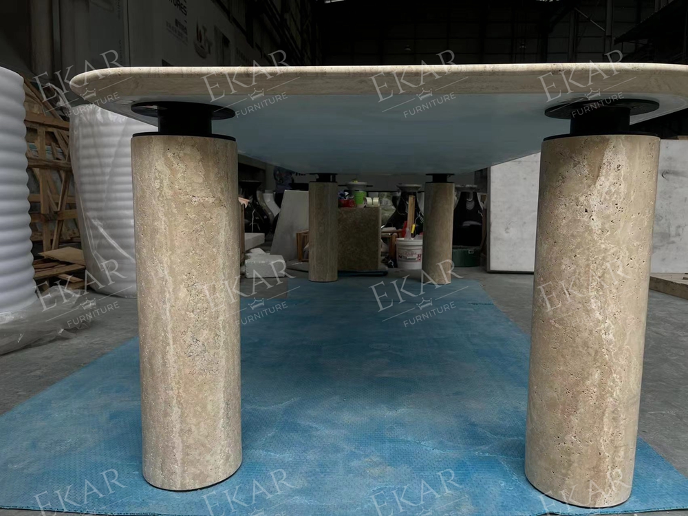 Customized EKAR New Design Outdoor Dining Table Luxury outdoor table blending slate and metal