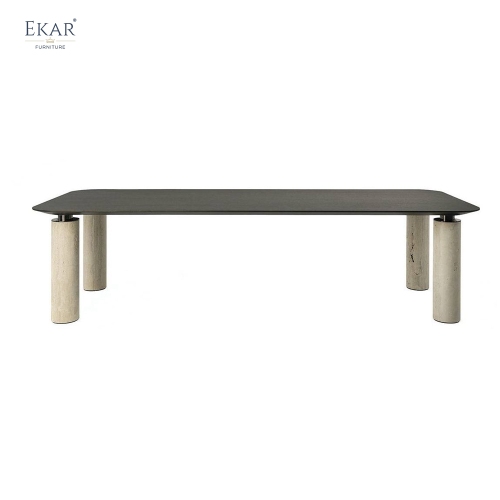 Customized EKAR New Design Outdoor Dining Table Luxury outdoor table blending slate and metal