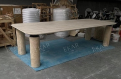 Customized EKAR New Design Outdoor Dining Table Luxury outdoor table blending slate and metal