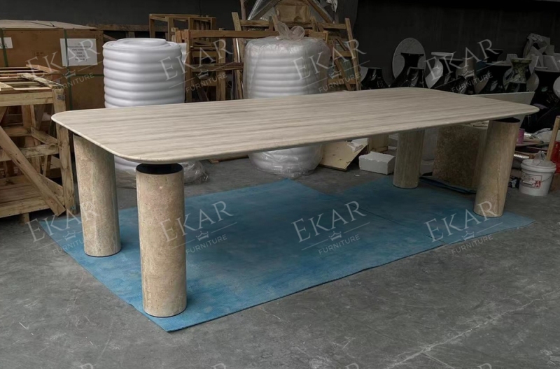 Customized EKAR New Design Outdoor Dining Table Luxury outdoor table blending slate and metal