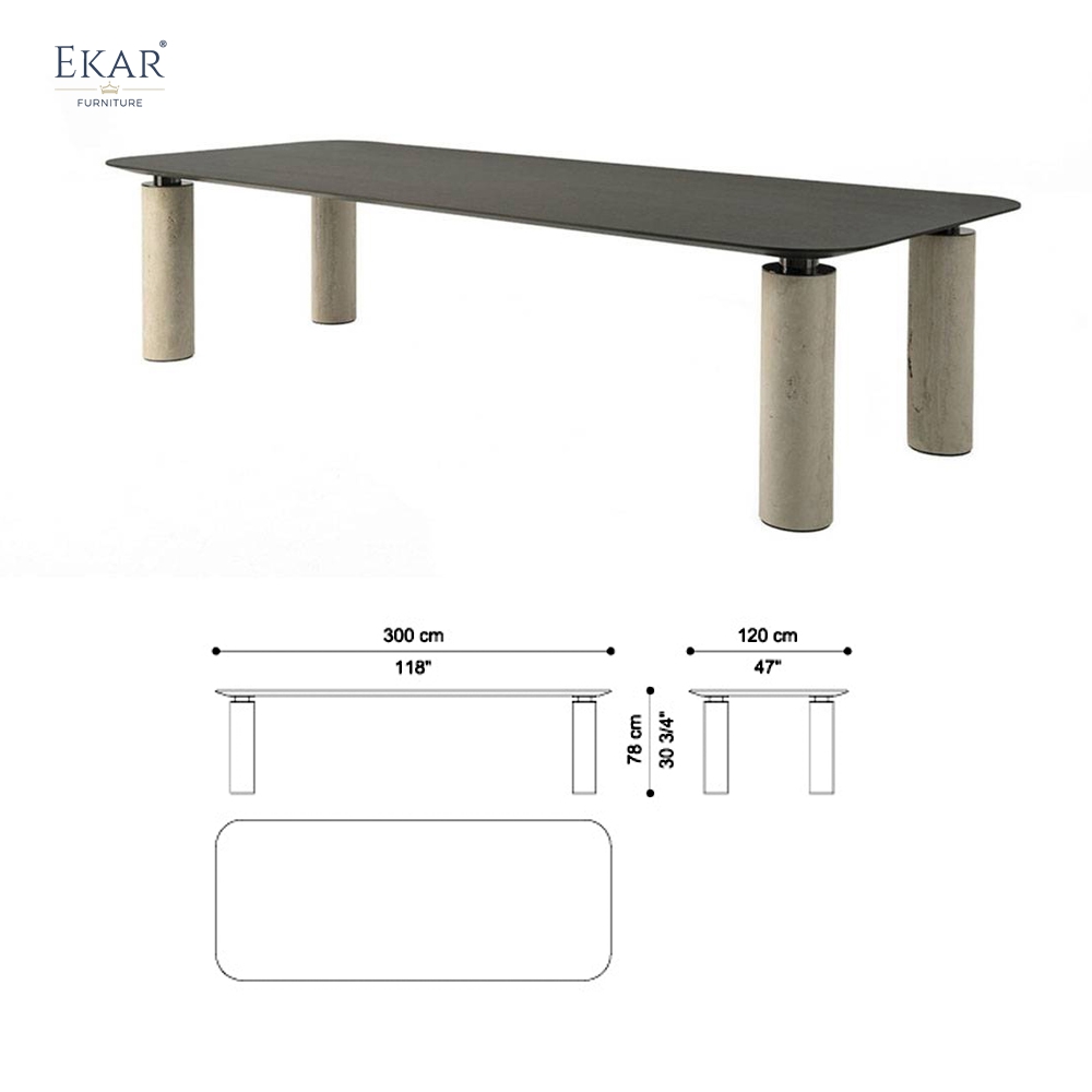 Customized EKAR New Design Outdoor Dining Table Luxury outdoor table blending slate and metal