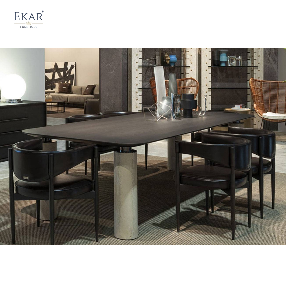 Customized EKAR New Design Outdoor Dining Table Luxury outdoor table blending slate and metal