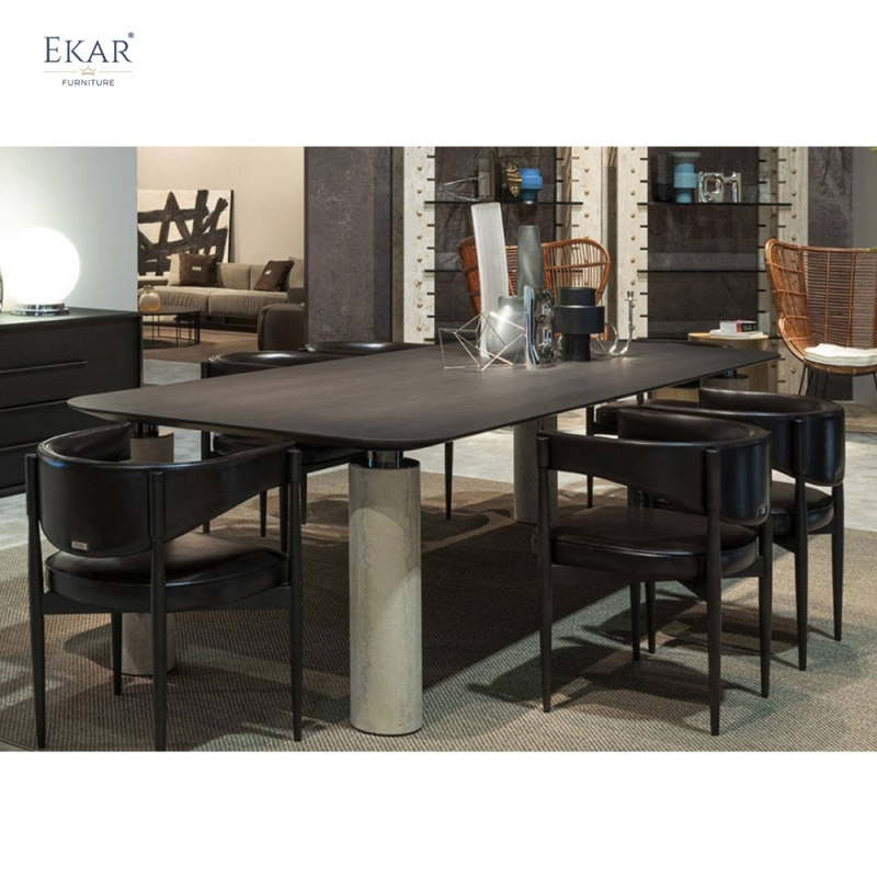 Customized EKAR New Design Outdoor Dining Table Luxury outdoor table blending slate and metal