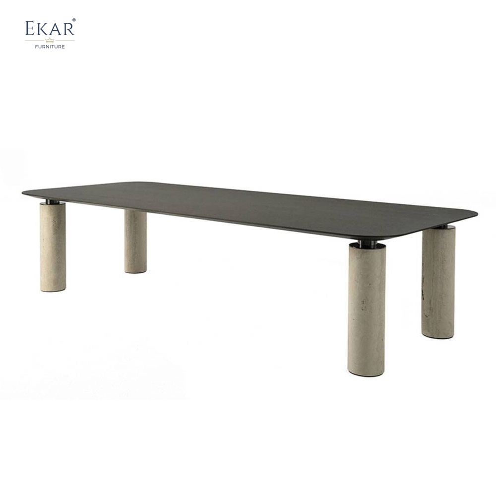 Customized EKAR New Design Outdoor Dining Table Luxury outdoor table blending slate and metal