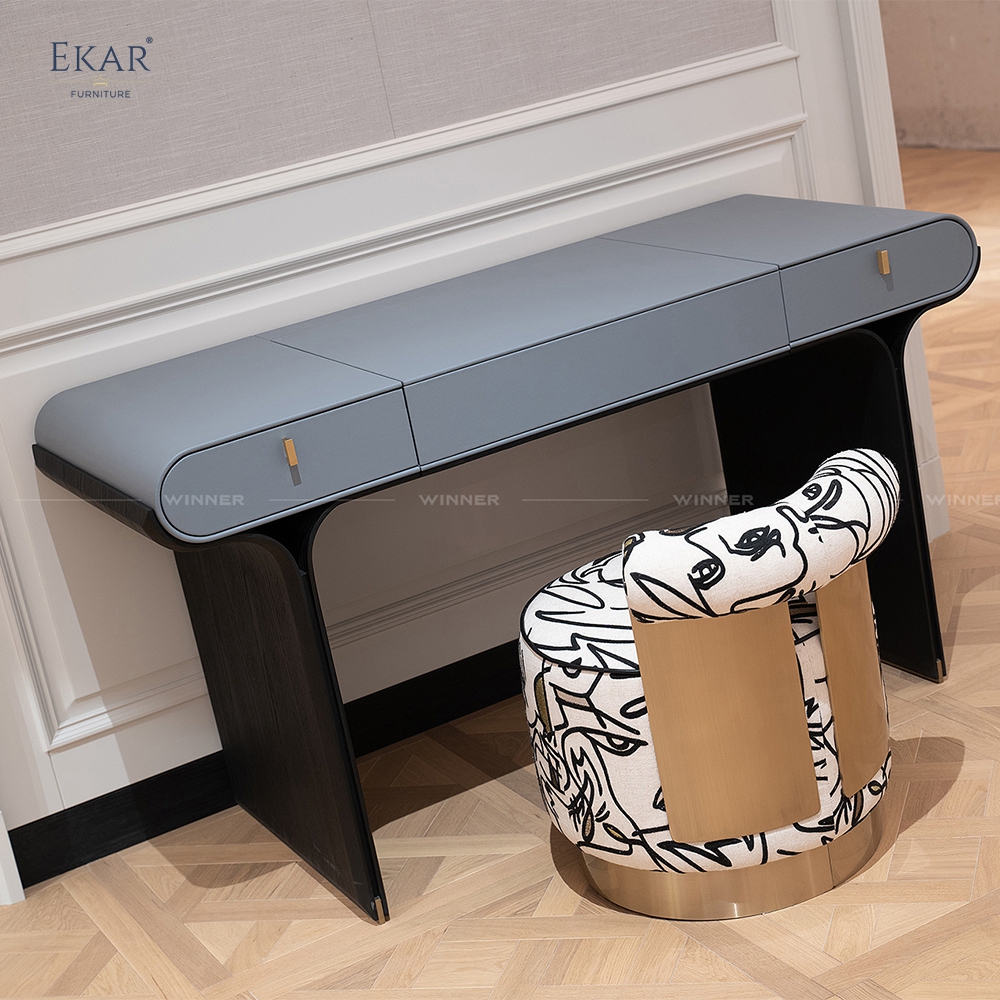 Modern Luxury Vanity Desk New Design with Brass Accents Modern Makeup Vanity Table with Mirror Dressing Table
