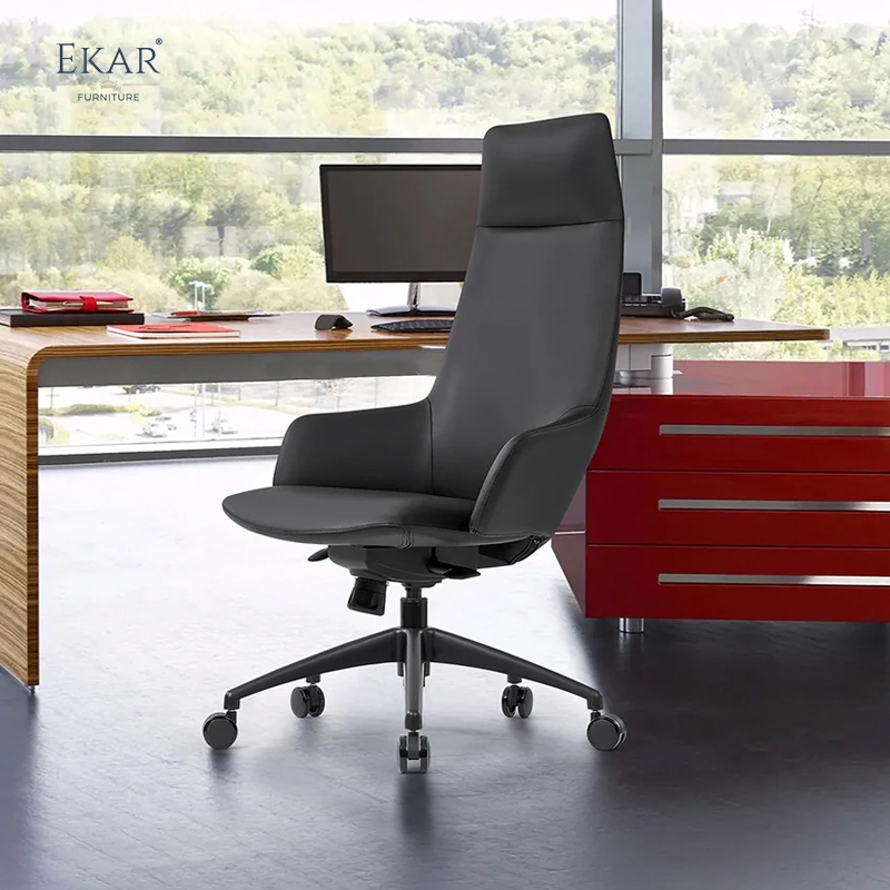 Modern Leather Office Chair with Ergonomic Adjustments