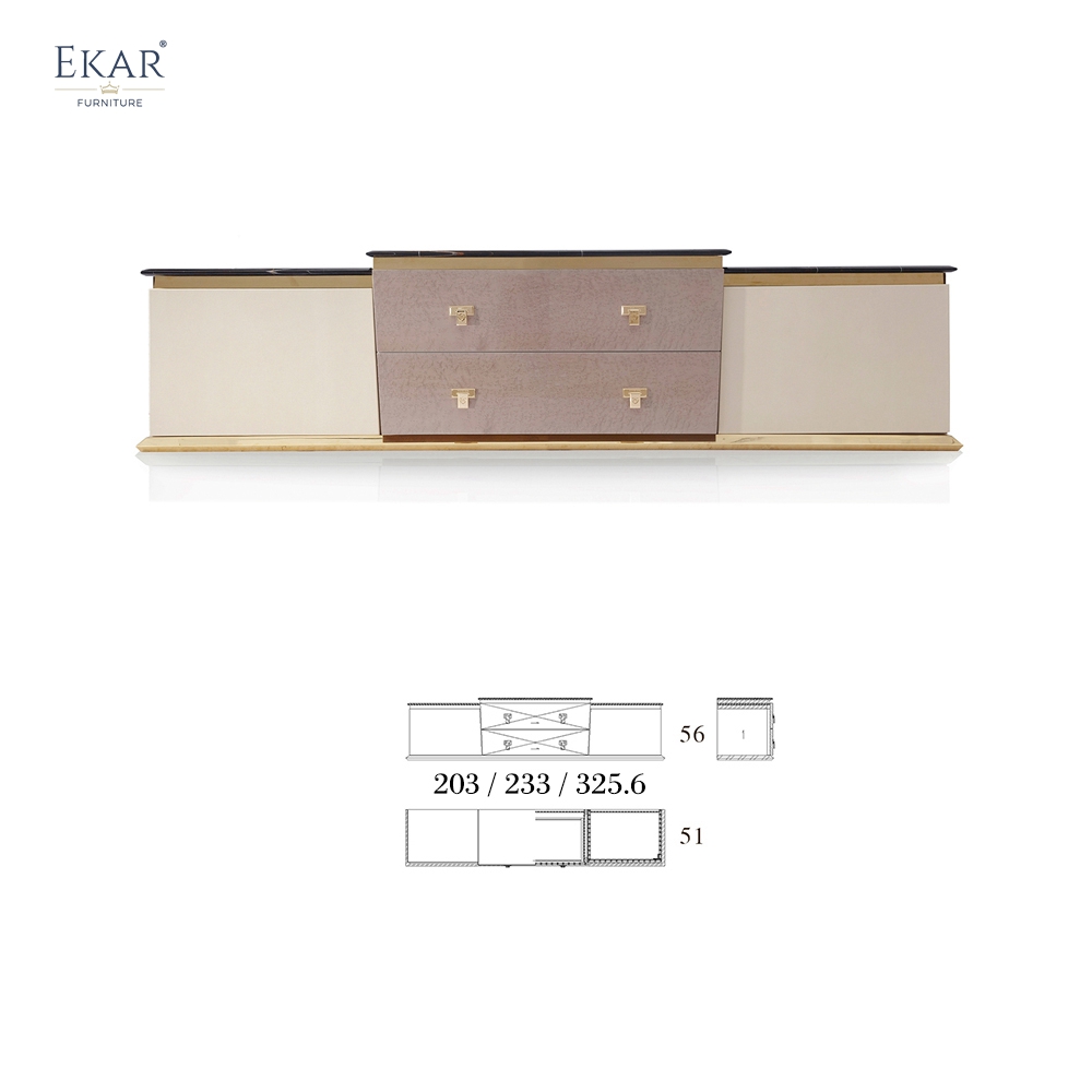 Living room marble panel TV cabinet