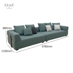 Modern Outdoor Sofa with Linen-Blend Fabric and Solid Teak Frame, Modular Patio Seating