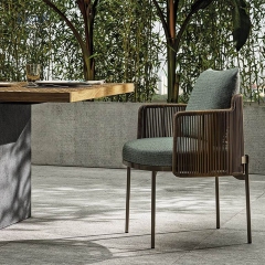 Modern Outdoor Rattan Dining Chair with Steel Frame, Stackable Patio Seating