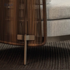 Modern Outdoor Rattan Dining Chair with Steel Frame, Stackable Patio Seating